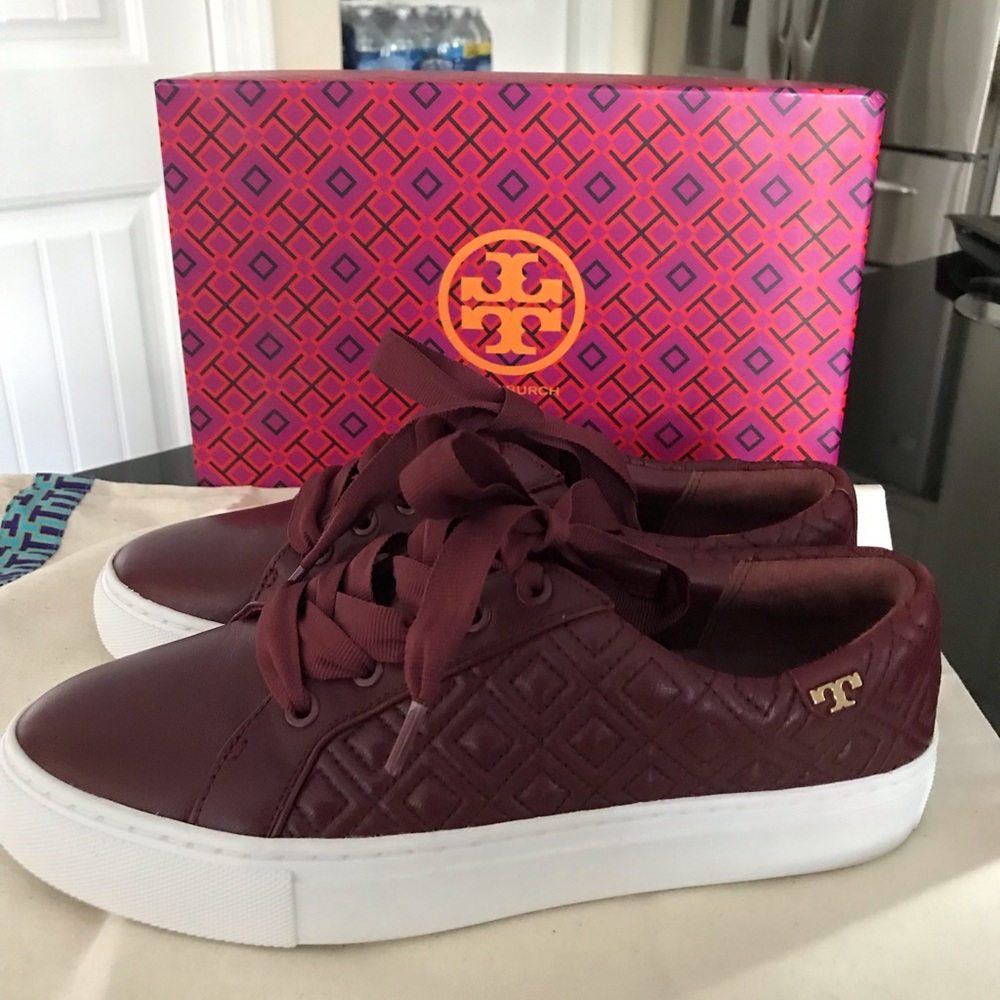 Tory Burch Brand NWT Marion Maroon Quilted Sz-6.5